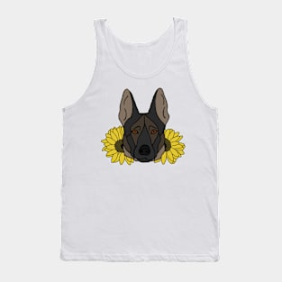 Black Sable Shepherd/Malinois with Sunflowers Tank Top